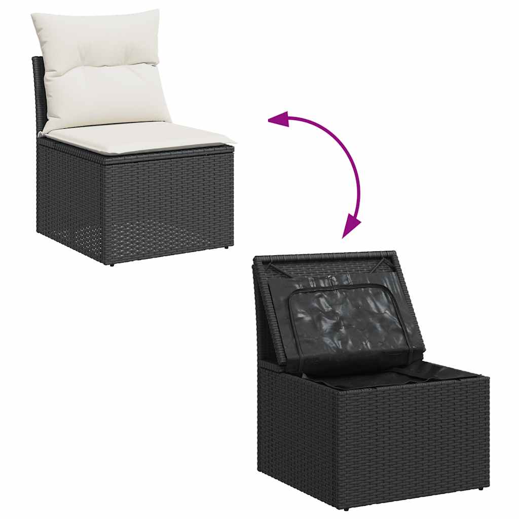 Set Divani da Giardino con Cuscini 8 pz Nero in Polyrattan | homemem39