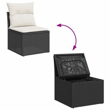Set Divani da Giardino con Cuscini 8 pz Nero in Polyrattan | homemem39