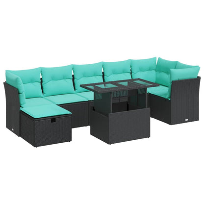 Set Divano da Giardino 8pz con Cuscini Grigio Polyrattan Acacia