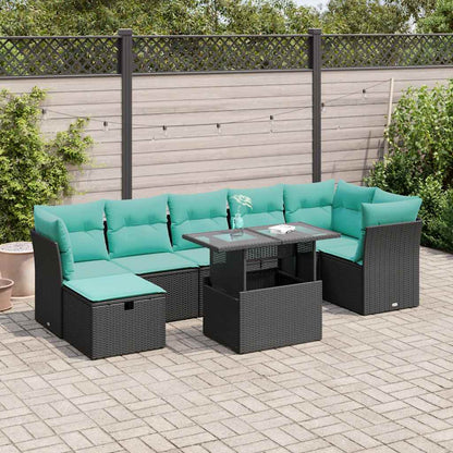 Set Divano da Giardino 8pz con Cuscini Grigio Polyrattan Acacia