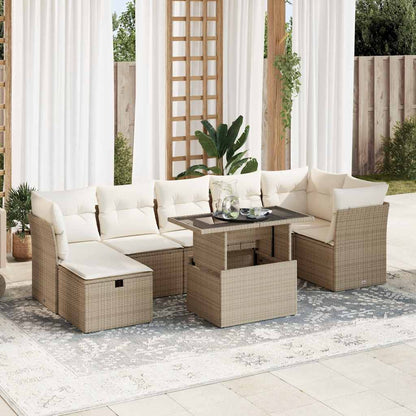 Set Divano da Giardino 8 pz con Cuscini Beige in Polyrattan | homemem39