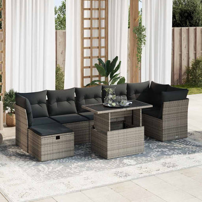 Set Divano da Giardino 8 pz con Cuscini Grigio in Polyrattan | homemem39
