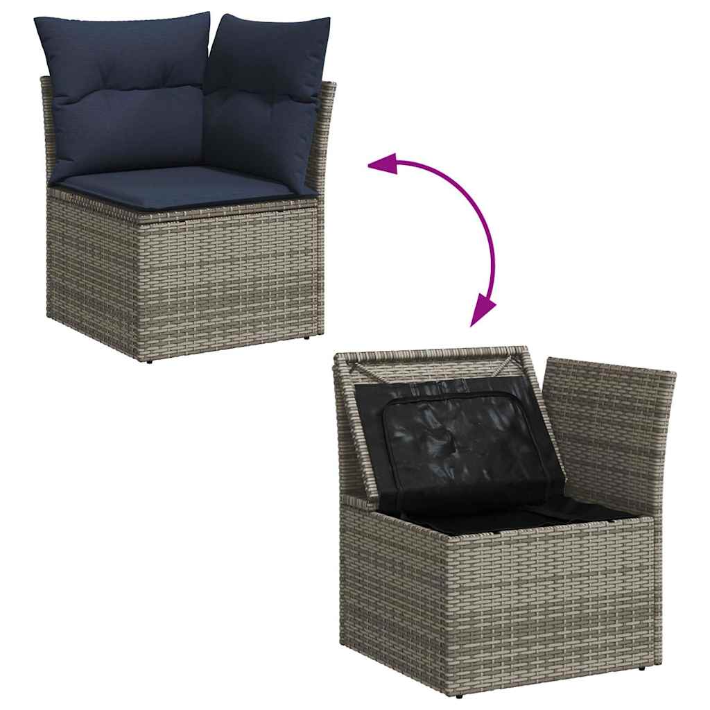 Set Divani Giardino 8 pz con Cuscini Grigio Polyrattan Acacia