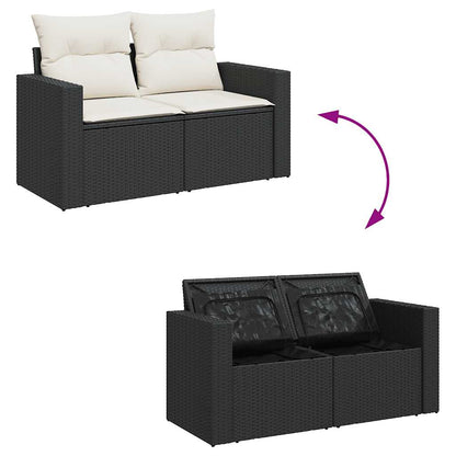 Set Divani da Giardino con Cuscini 7pz Nero Polyrattan | homemem39