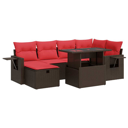 Set Divani da Giardino con Cuscini 7 pz Marrone