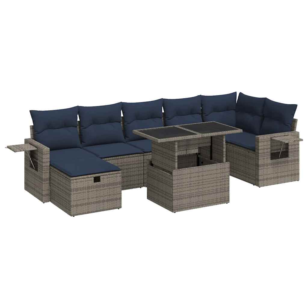 Set Divani Giardino 8 pz con Cuscini Grigio Polyrattan | homemem39