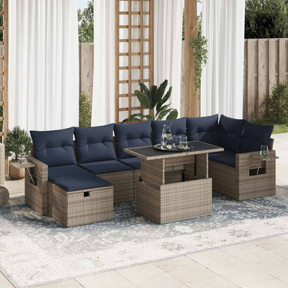 Set Divani Giardino 8 pz con Cuscini Grigio Polyrattan | homemem39