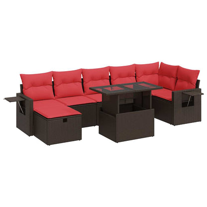 Set Divani da Giardino con Cuscini 8 pz Marrone