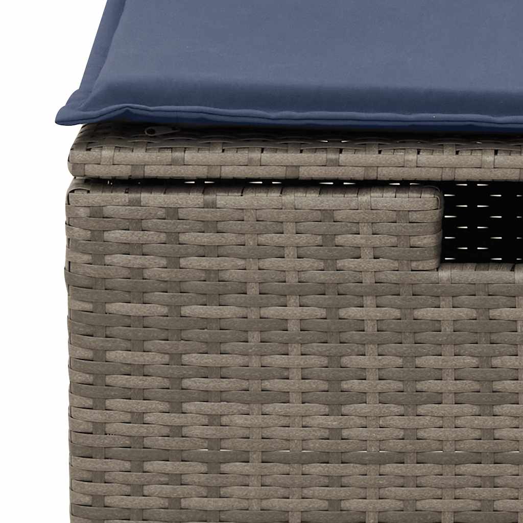 Set Divani Giardino 9 pz con Cuscini Grigio Polyrattan Acacia