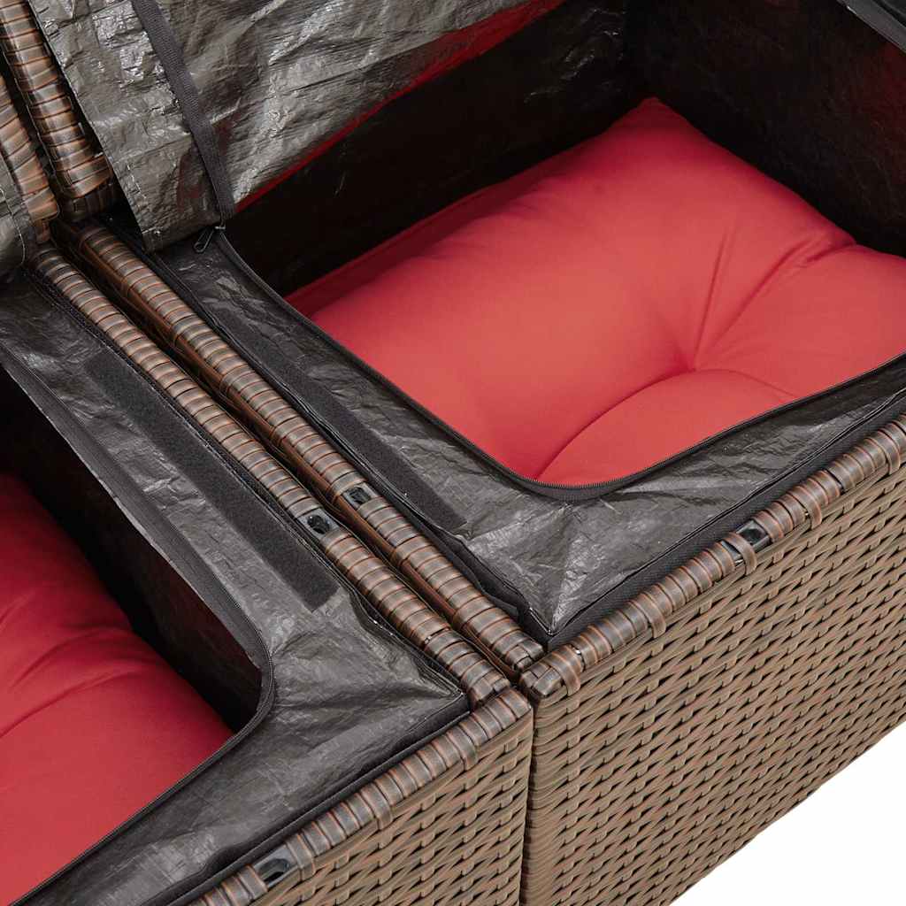 Set Divani da Giardino 9 pz con Cuscini Marrone