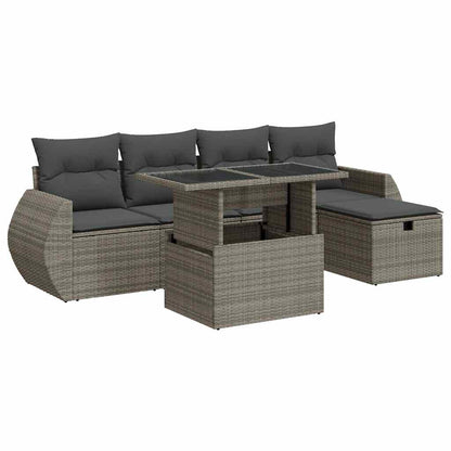 Set Divano da Giardino 6 pz con Cuscini Grigio in Polyrattan | homemem39