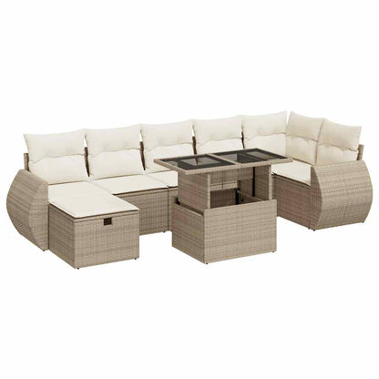 Set Divano da Giardino 8 pz con Cuscini Beige in Polyrattan | homemem39