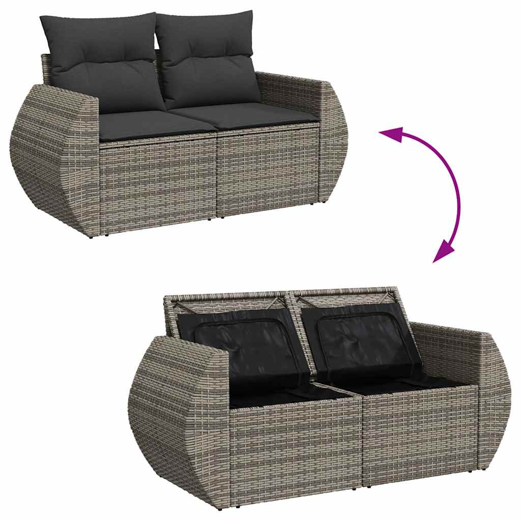 Set Divano da Giardino 8 pz con Cuscini Grigio in Polyrattan | homemem39