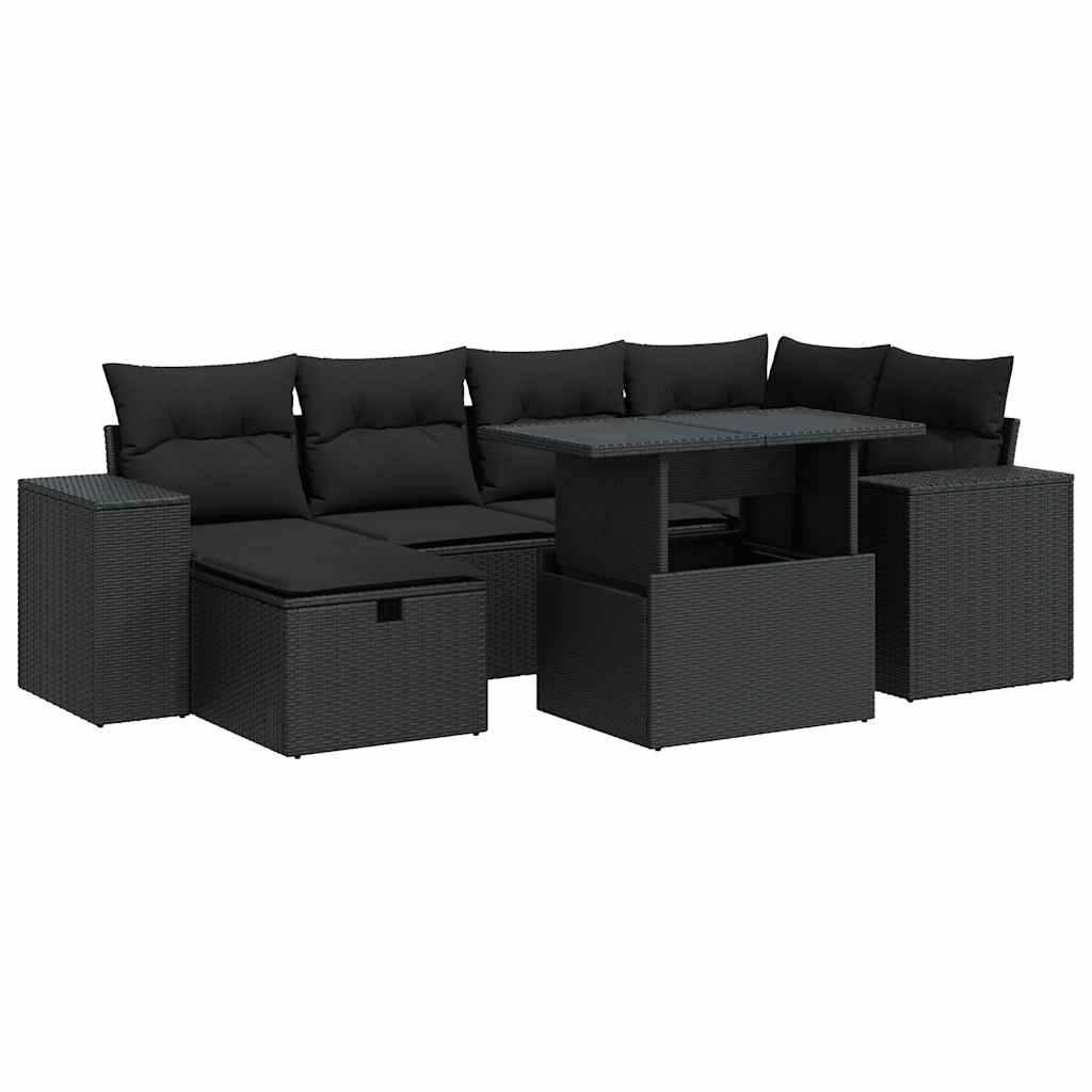 Set Divani da Giardino con Cuscini 8 pz Nero in Polyrattan | homemem39
