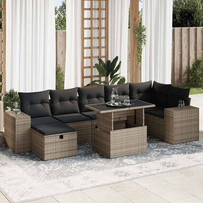 Set Divano da Giardino 5 pz con Cuscini Grigio in Polyrattan