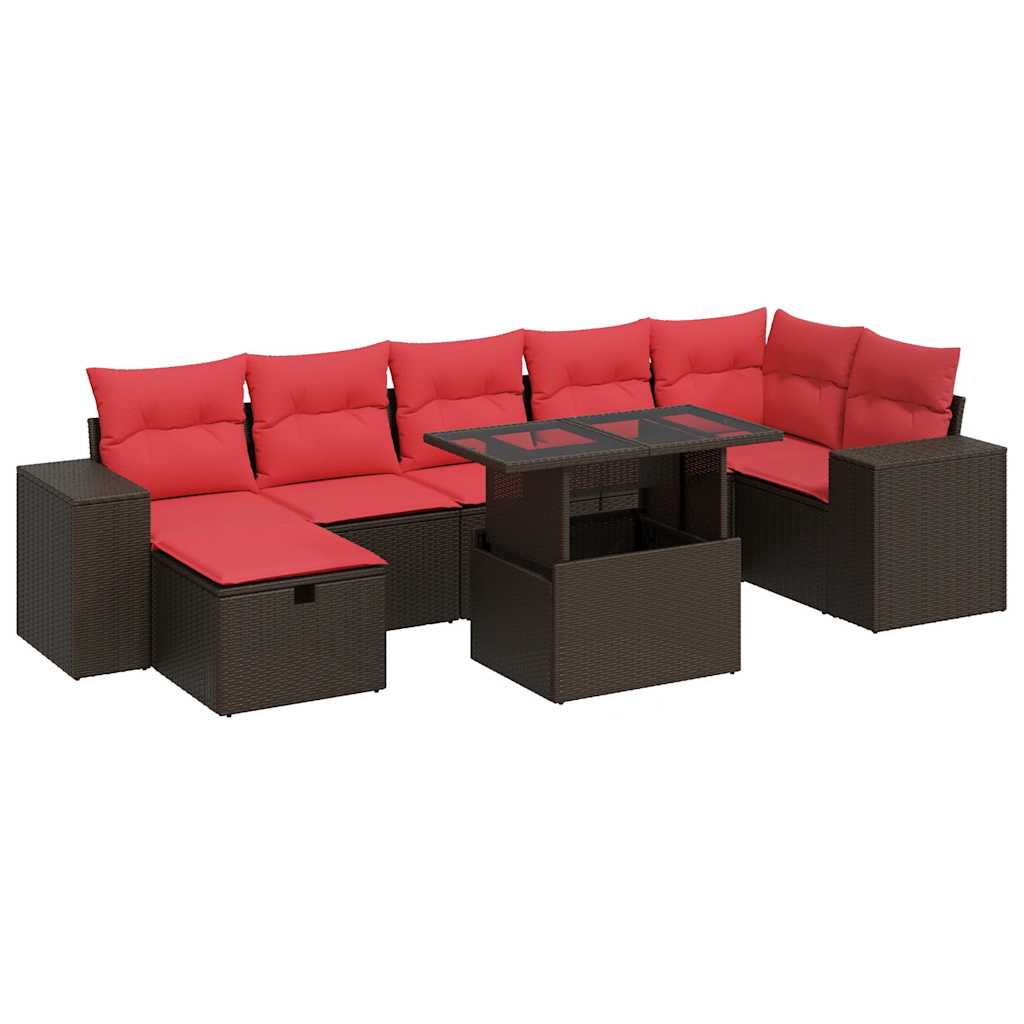 Set Divani da Giardino con Cuscini 8 pz Nero Polyrattan Acacia