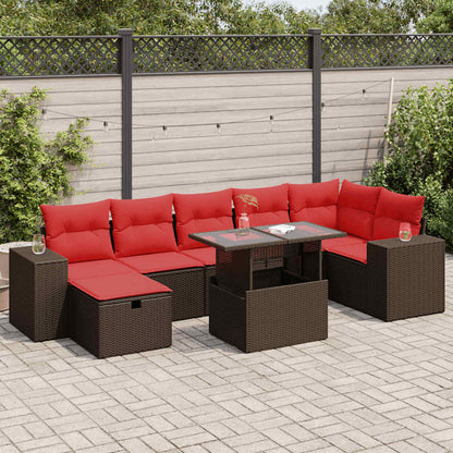 Set Divani da Giardino con Cuscini 8 pz Nero Polyrattan Acacia