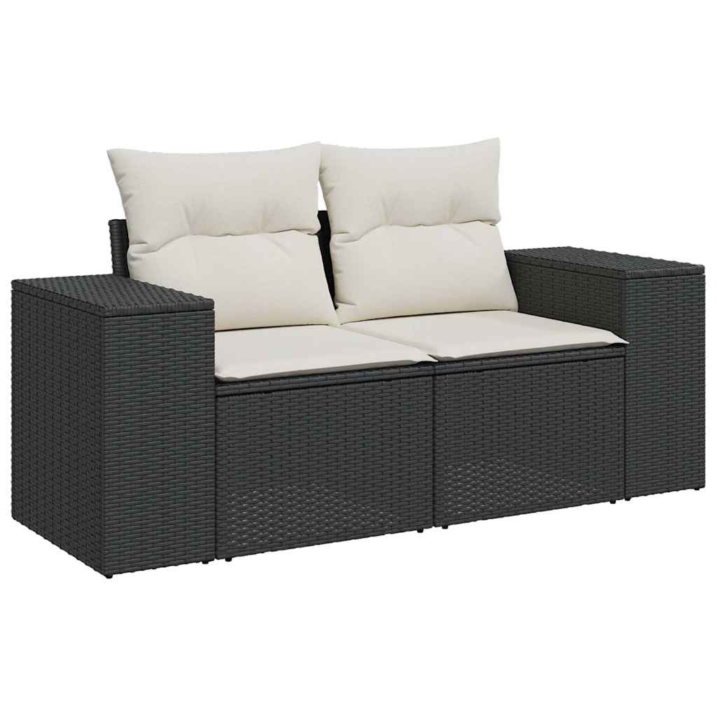 Set Divani da Giardino 9 pz con Cuscini Nero in Polyrattan | homemem39