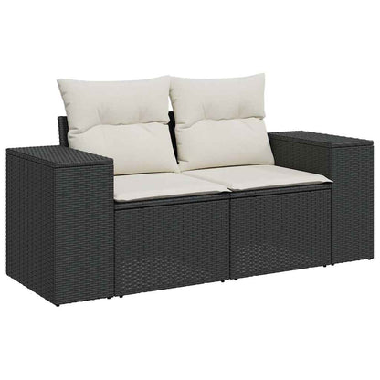 Set Divani da Giardino 9 pz con Cuscini Nero in Polyrattan | homemem39