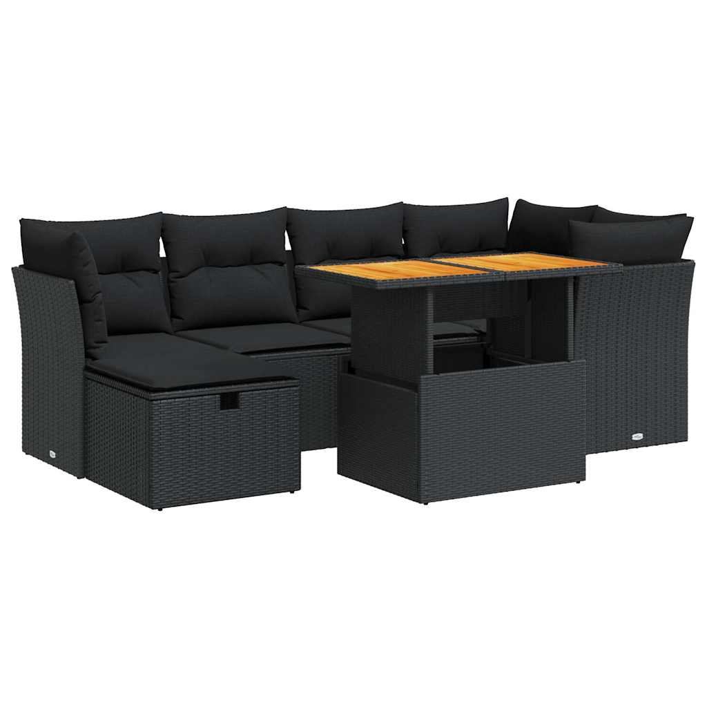 Set Divani da Giardino con Cuscini 7pz Polyrattan Acacia