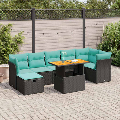 Set Divano da Giardino 8pz con Cuscini Grigio Polyrattan Acacia