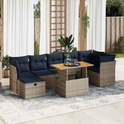 Set Divani Giardino 8 pz con Cuscini Marrone Polyrattan Acacia | homemem39