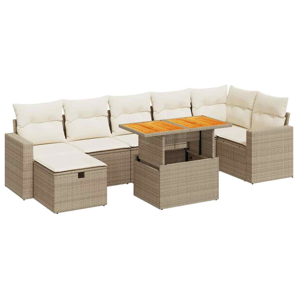 Set Divano da Giardino 5 pz con Cuscini Beige Polyrattan Acacia | homemem39
