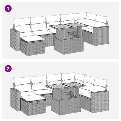 Set Divano da Giardino 5 pz con Cuscini Beige Polyrattan Acacia | homemem39