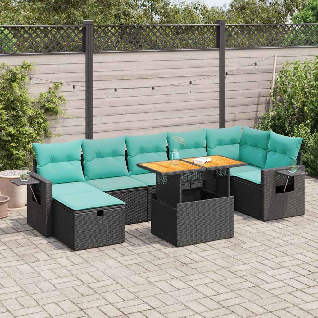 Set Divano da Giardino 8pz con Cuscini Grigio Polyrattan Acacia | homemem39
