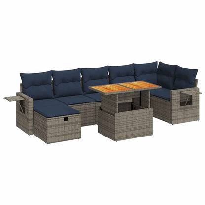 Set Divani Giardino 8 pz con Cuscini Marrone Polyrattan Acacia