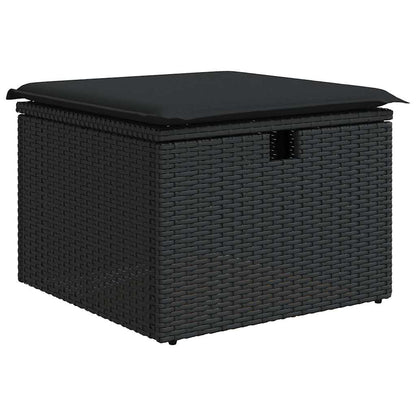 Set Divano da Giardino 6 pz con Cuscini Nero Polyrattan Acacia | homemem39