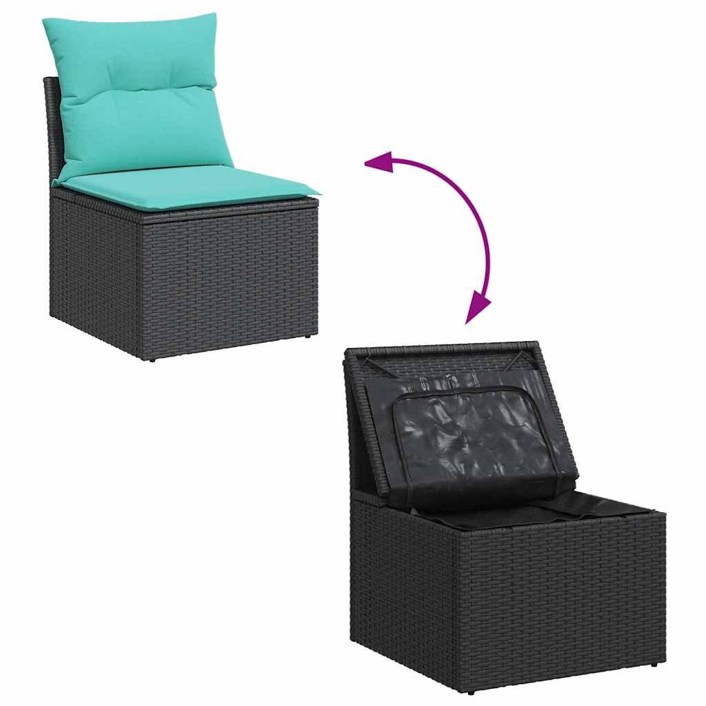 Set Divano Giardino 6 pz con Cuscini Marrone Polyrattan Acacia