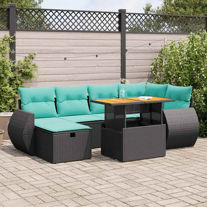 Set Divani da Giardino 7pz con Cuscini Grigio Polyrattan Acacia | homemem39