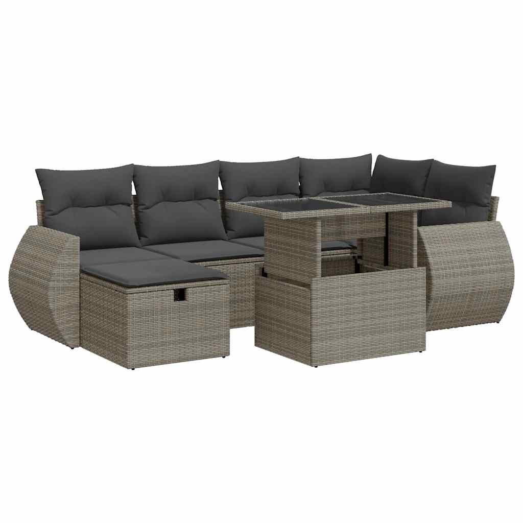 Set Divano da Giardino 8pz con Cuscini Grigio Polyrattan Acacia | homemem39