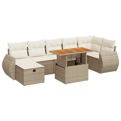 Set Divano da Giardino 5 pz con Cuscini Beige Polyrattan Acacia | homemem39