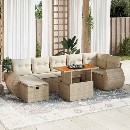 Set Divano da Giardino 5 pz con Cuscini Beige Polyrattan Acacia | homemem39
