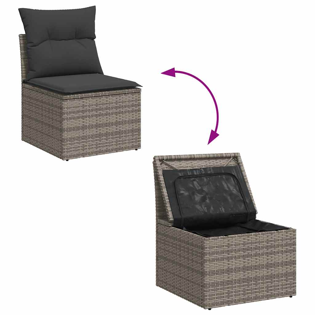 Set Divano da Giardino 8pz con Cuscini Grigio Polyrattan Acacia | homemem39