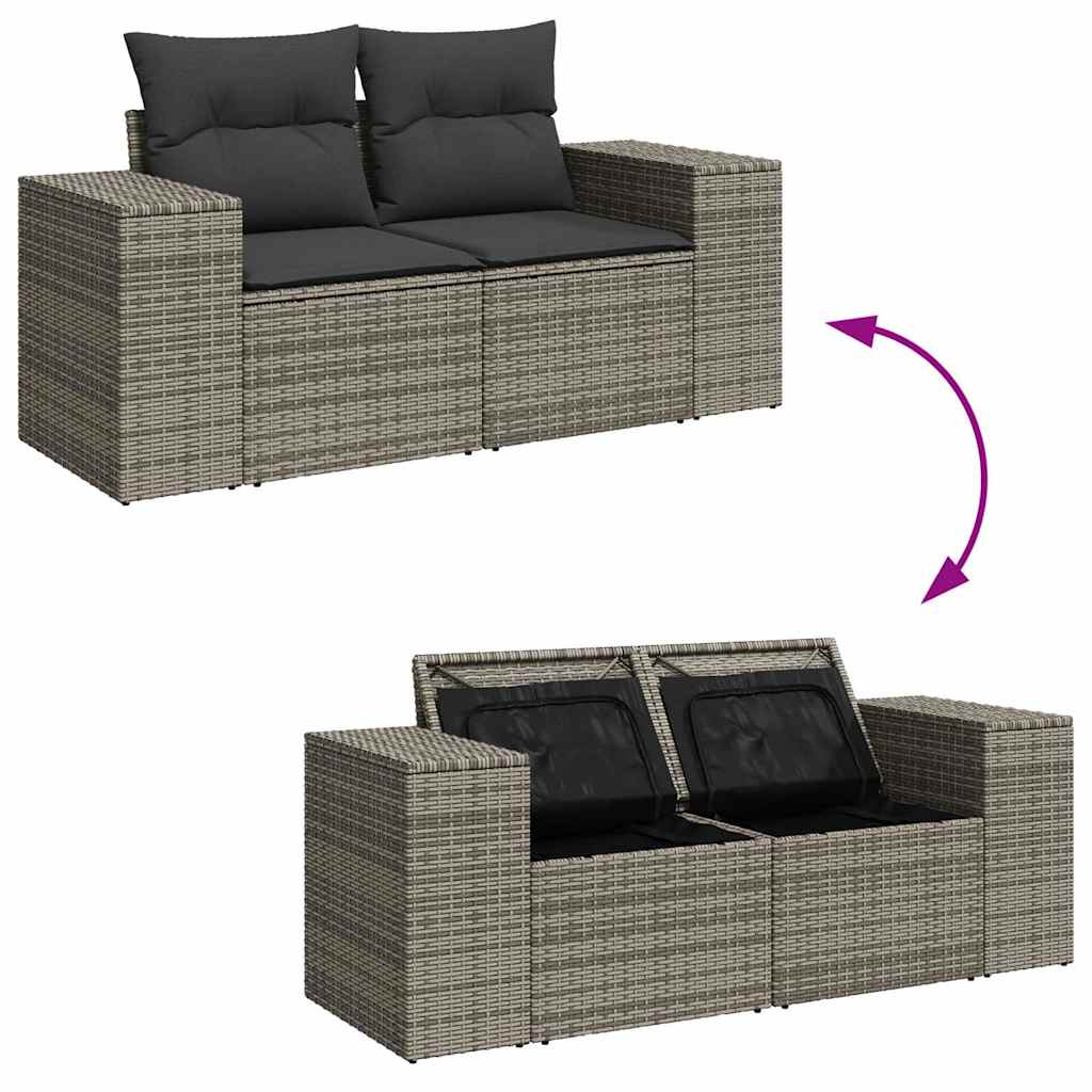 Set Divano da Giardino 8pz con Cuscini Grigio Polyrattan Acacia | homemem39