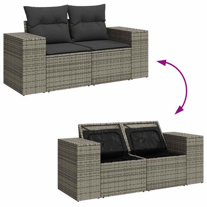 Set Divano da Giardino 8pz con Cuscini Grigio Polyrattan Acacia | homemem39