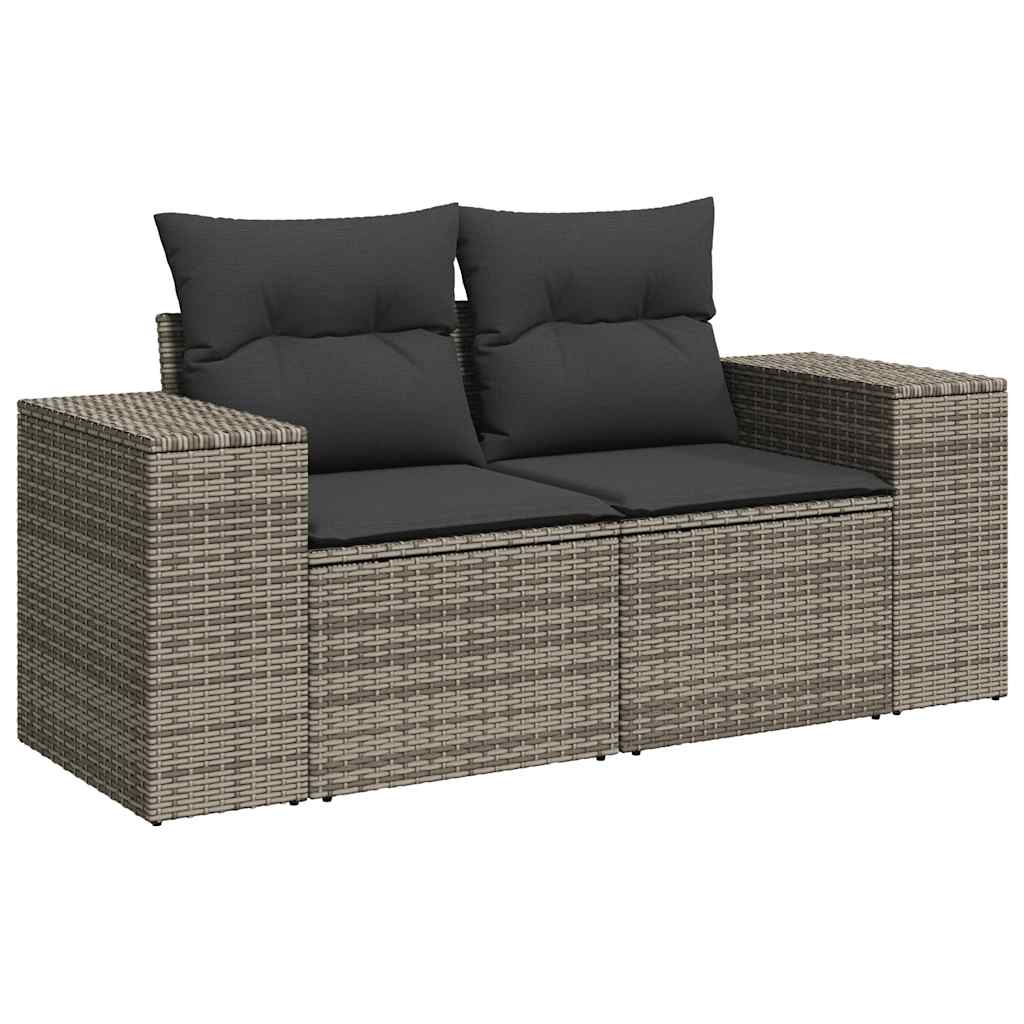 Set Divano Giardino 5 pz con Cuscini Grigio Polyrattan Acacia