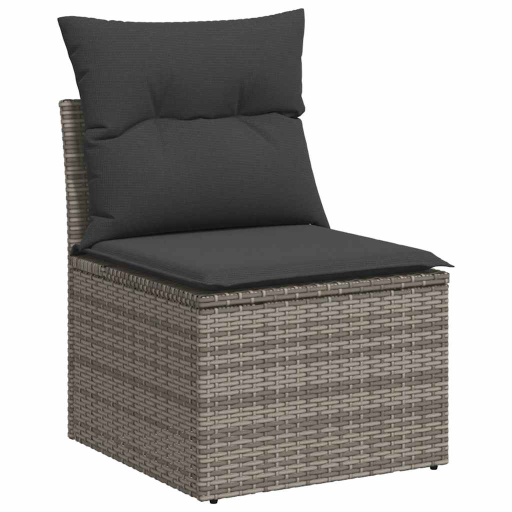 Set Divano da Giardino 9pz con Cuscini Grigio Polyrattan Acacia | homemem39