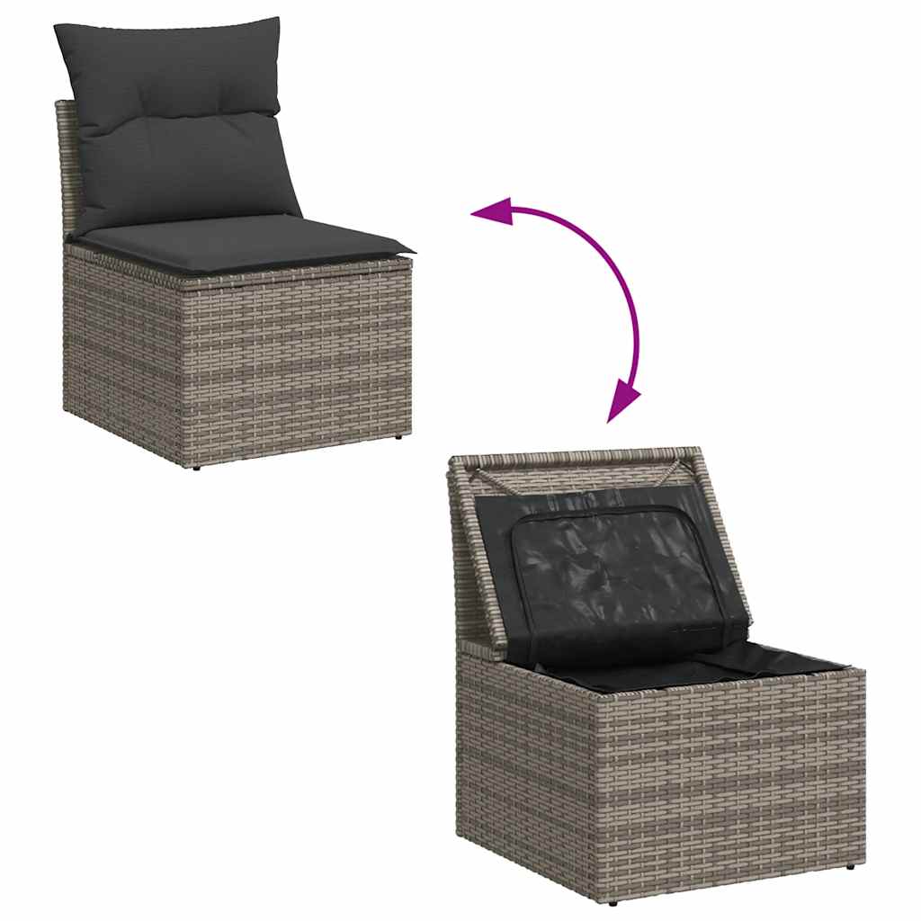 Set Divano da Giardino 9pz con Cuscini Grigio Polyrattan Acacia | homemem39