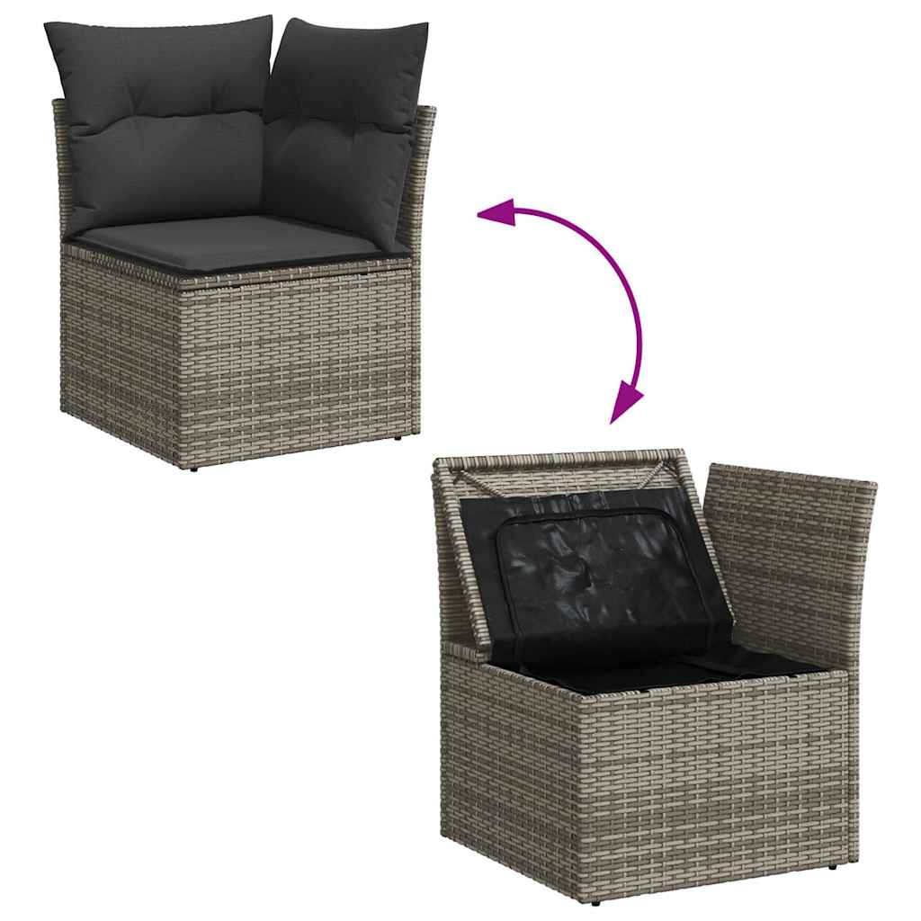 Set Divano da Giardino 9pz con Cuscini Grigio Polyrattan Acacia | homemem39