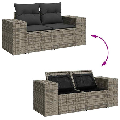 Set Divano da Giardino 9pz con Cuscini Grigio Polyrattan Acacia | homemem39
