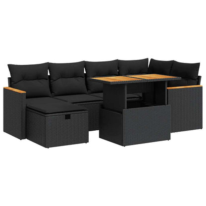 Set Divani da Giardino con Cuscini 8 pz Nero in Polyrattan | homemem39