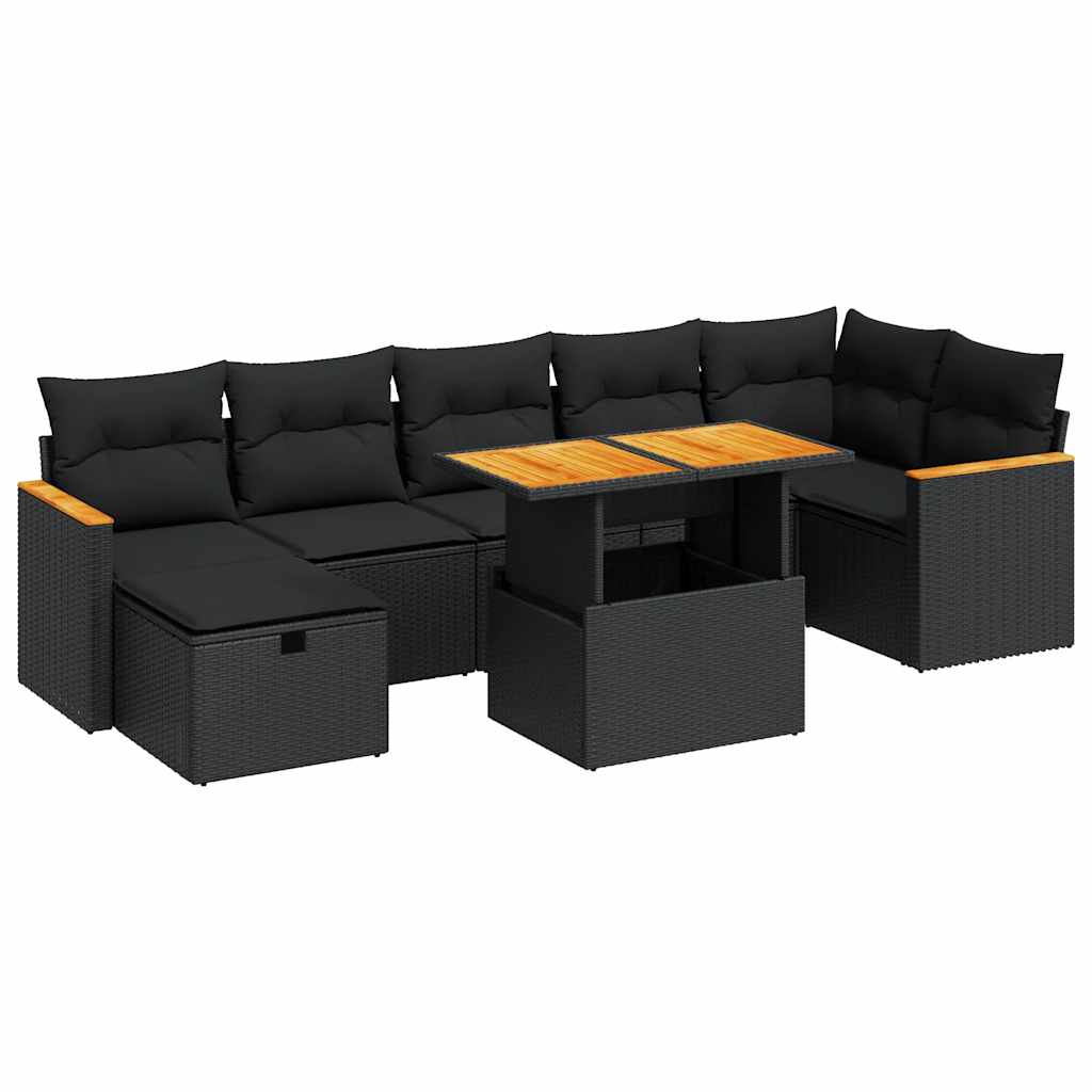 Set Divani da Giardino 5 pz con Cuscini in Polyrattan Nero | homemem39