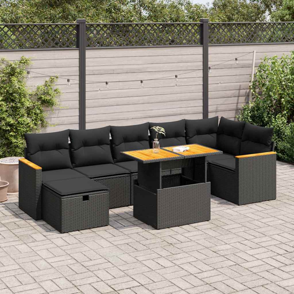 Set Divani da Giardino 5 pz con Cuscini in Polyrattan Nero | homemem39