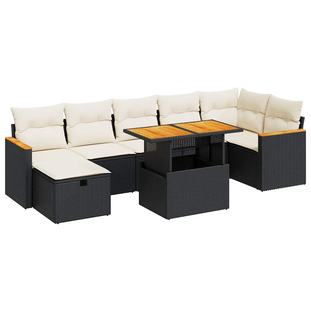 Set Divani da Giardino 5 pz con Cuscini in Polyrattan Nero
