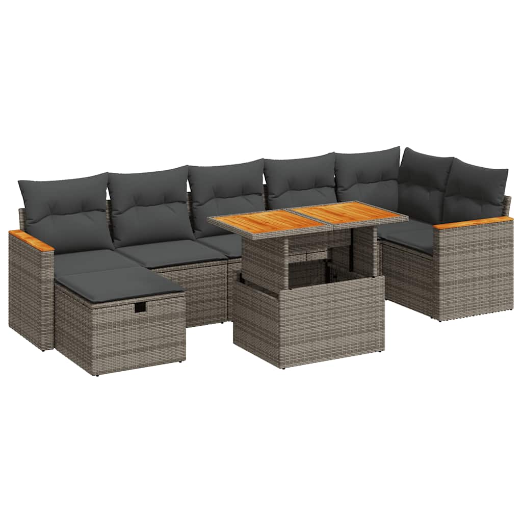 Set Divano da Giardino 5 pz con Cuscini Grigio in Polyrattan