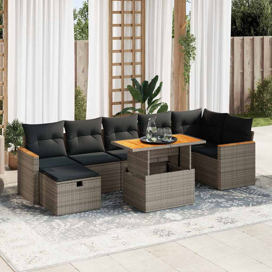 Set Divano da Giardino 5 pz con Cuscini Grigio in Polyrattan